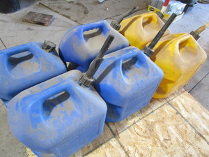 Kerosene and diesel cans, plastic f...