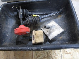 Concrete mixing boat, sewer snake, ...