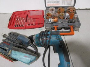 Bosch sander, Makita drill & bits, ...