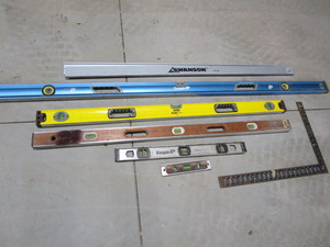 Levels 6ft, two 4ft, 2ft, torpedo,...