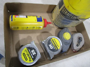 Chalk, chalk line, tape measures...