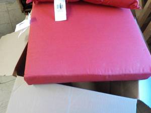 lot 196 image: 2 pc Red Patio Cushion Set, seat cu...