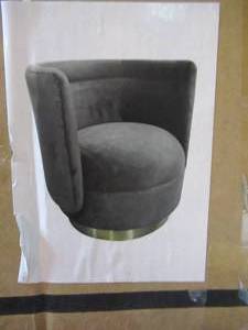 lot 27 image: Remy Dark Grey Velvet Swivel Chair by TOV