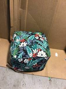 lot 66 image: Hampton Bay Teagan Tropical Square Outdoor Pouf Cushion&nbspCustomer Returns See Picutres