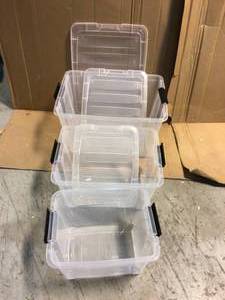 lot 67 image: IRIS 19 Qt., 31.75 Qt., and 54 Qt. Stack and Pull Storage Box in Clear Customer Returns See Picutres