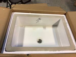 lot 7 image: James Martin Large Rectangular Ceramic Sink, White, SNK-RCT-WHT&nbspCustomer Returns See Picutres