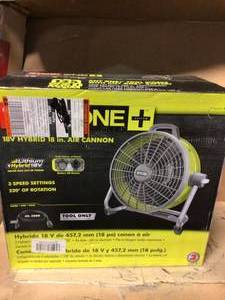 lot 29 image: RYOBI ONE 18V Hybrid 18 in. Air Cannon Drum Fan&nbspCustomer Returns See Picutres