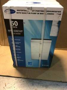 lot 46 image: Energy Star 50-Pint Portable Dehumidifier with Built-in Pump in White&nbspCustomer Returns See Picutres
