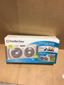 lot 54 image: Comfort Zone 9 in. Twin Window Fan with Manually Reversible Airflow Control&nbspCustomer Returns See Picutres