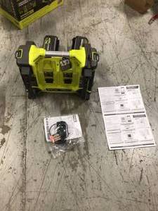 lot 114 image: Ryobi 40V 1800-Watt Power Station Lithium Battery Inverter Push Start Generator4 Port Charger with (2) 6.0 Ah Batteries open box see pictures