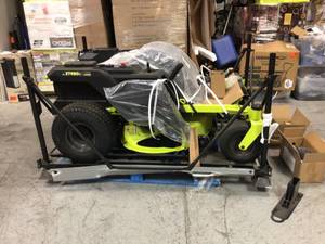 lot 116 image: Ryobi 42 in. 75 Ah Battery Electric Riding Zero Turn Mower see pictures