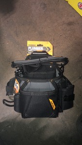 TOUGHBUILT 12.7 in. 14-Compartment Plumbers Pouch and Shoulder Strap, Black