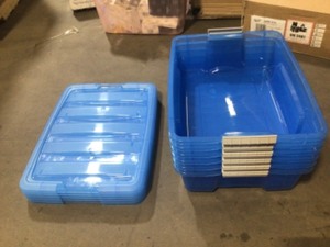 IRIS 26-Qt. Stack and Pull Storage Box in Trans Blue (6-Pack)