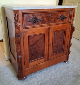 lot 28 image: Antique Marble Topped Commode Stand