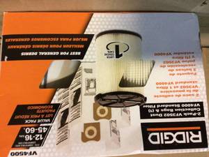 lot 10 image: RIDGID Filter Kit with VF4000 Standard Filter and VF3502 Dust Bags (2-Pack) for Select 12 -16 Gal. RIDGID WetDry Shop Vacuums Customer Returns See Pictures