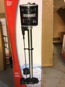 lot 22 image: Everbilt 12 HP Stainless Steel Pedestal Sump Pump Customer Returns See Pictures