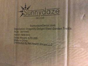 lot 68 image: 55 in. Steel Dragonfly Delight Decorative Garden Trellis Customer Returns See Pictures
