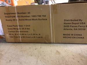 lot 70 image: Husky 48 in. Solid Wood Work Surface for Regular Duty Welded Steel Garage Storage System Customer Returns See Pictures