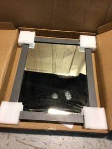 lot 77 image: Home Decorators Collection Thornbriar 26 in. W x 31 in. H Single Framed Wall Mirror in Cement Customer Returns See Pictures