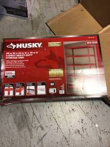 lot 89 image: Husky Red 5-Tier Heavy Duty Steel Garage Storage Shelving (48 in. W x 78 in. H x 24 in. D) Customer Returns See Pictures