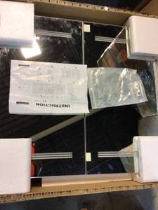 lot 96 image: Hampton Bay Stoneham 34 in. x 15.5 in. Square Steel Wood Fire Pit with Tile Top Customer Returns See Pictures