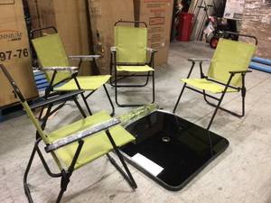 lot 112 image: Patio Set with Umbrella Customer Returns See Pictures