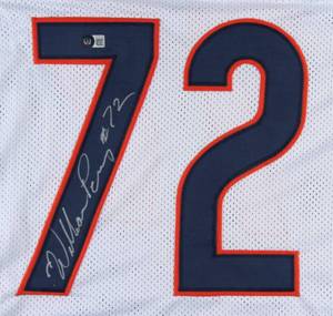 lot 14 image: Chicago Bears William Refrigerator Perry Signed White Pro Style Jersey Beckett COA