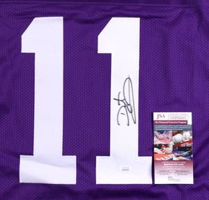 lot 9 image: Minnesota Vikings Dante Culpepper Signed Purple Pro Style Jersey JSA COA