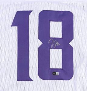 lot 3 image: Minnesota Vikings Justin Jefferson Signed White Pro Style Jersey Beckett COA