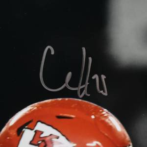lot 17 image: Large Kansas City Chiefs Clyde Edwards-Helaire Signed 15.5x20 Photo Beckett COA
