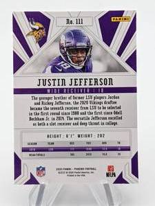lot 114 image: Justin Jefferson Phoenix Fire Burst Special Insert Football Rookie Refractor Card