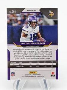 lot 112 image: Justin Jefferson Prizm Red, White, and Blue Special Insert Football Rookie Card