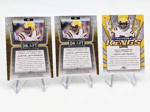 lot 118 image: (3) Justin Jefferson Leaf 2020 Rookie College LSU Football Cards