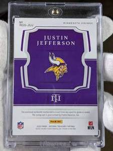 lot 101 image: Justin Jefferson National Treasures 11 Autographed NFL Football Patch Football Rookie Card