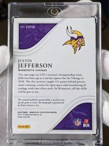 lot 107 image: Justin Jefferson Immaculate RPA Autographed Two-Color Patch Football Rookie Card # 225