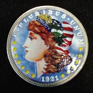 Colorized 1921 Morgan Dollar