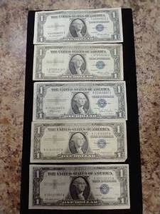 5 Silver Certificate $1 Notes