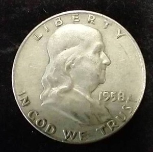 1958-D 90% Silver Franklin Half Dollar