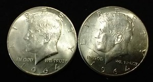 2 90% Silver Kennedy Half Dollars