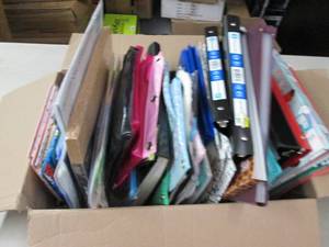 lot 26 image: Box of hanging file folders, binder...