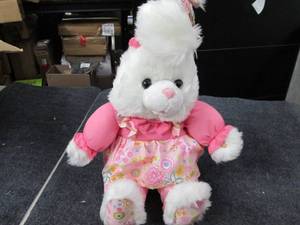 lot 212 image: Large pink and white bunny, plays p...