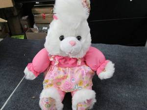 lot 213 image: Large pink and white bunny, plays p...
