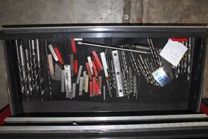 lot 1084 image: Lot of (1 Drawer) Lathe Cutting Bits, Drill Bits, Square Bars, Misc. Tools
