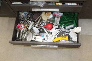 lot 1076 image: Lot of (1 Drawer) Collets, Open End Wrenches, Combination Wrenches, Misc Hardware