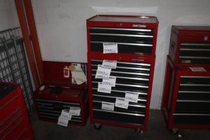 lot 304 image: Craftsman Metal Rolling Tool Cabinet & Tool Chest 3-piece