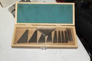 lot 525 image: Angle Blocks  with Wood Case