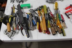 lot 1186 image: Ball Peen Hammers, Rasps, Hole Saw, Pliers, Screwdrivers, C-Clamps, Misc. Tools
