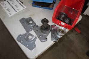 lot 567 image: Misc. Parts (in red bin)  with Brackets, Dial Wheels, Misc.