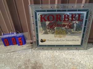 Korbel Brandy stained glass style mirror. Used. 22 x 18. As shown.
