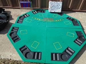 Used poker table top with new cards & chips. As shown.